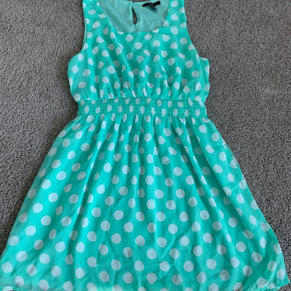 Forever 21 Mint green sleeveless polkadot dress